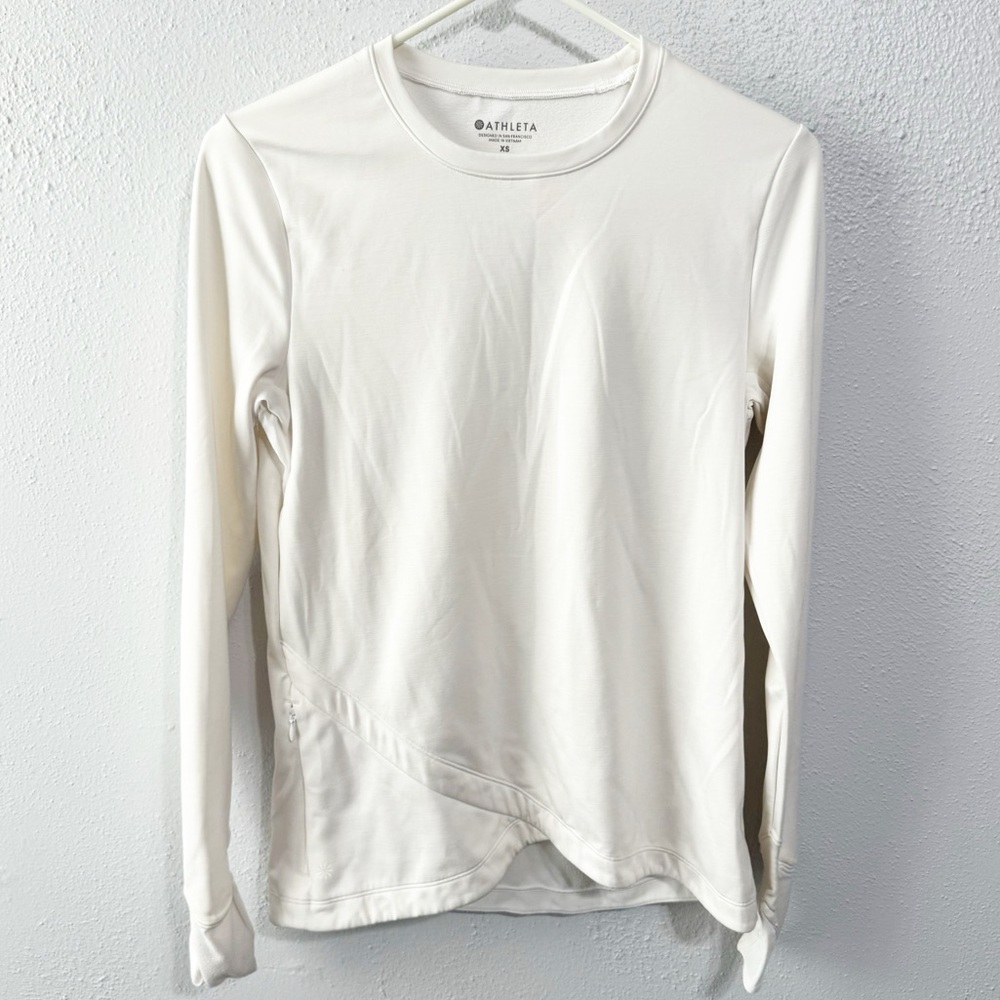 Athleta white long sleeve base layer top size xs